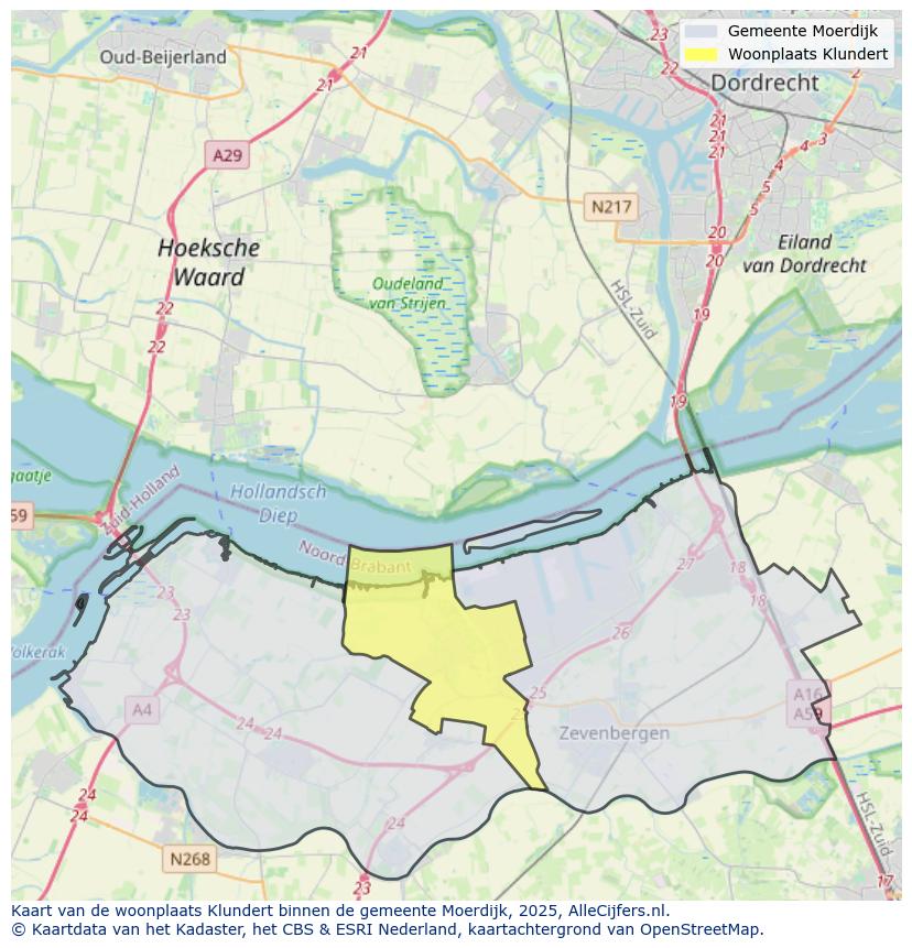 Afbeelding van de woonplaats Klundert op de kaart.