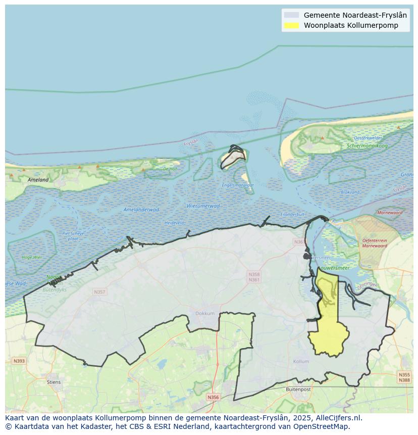 Afbeelding van de woonplaats Kollumerpomp op de kaart.