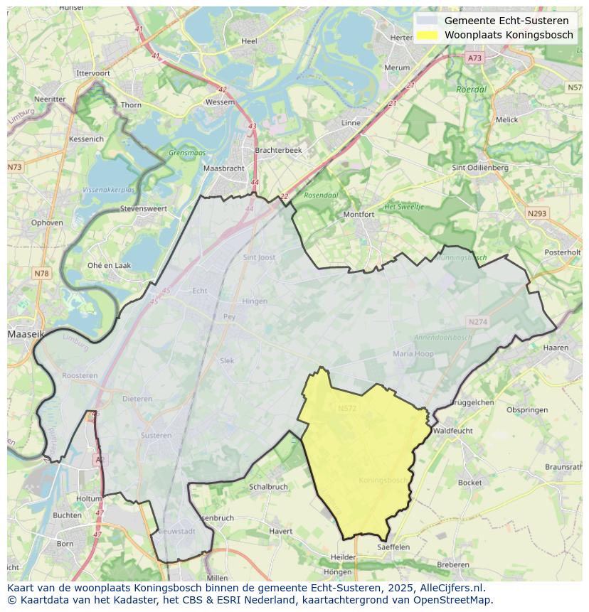 Afbeelding van de woonplaats Koningsbosch op de kaart.