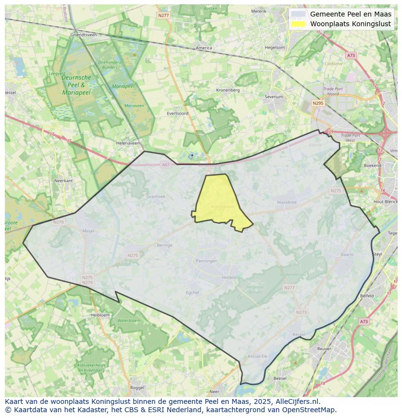 Afbeelding van de woonplaats Koningslust op de kaart.