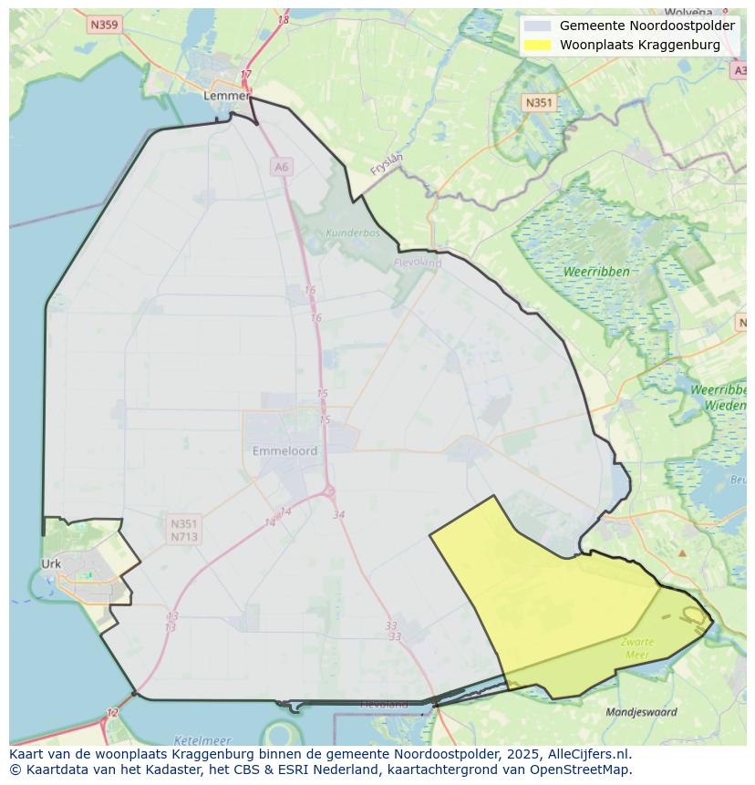 Afbeelding van de woonplaats Kraggenburg op de kaart.