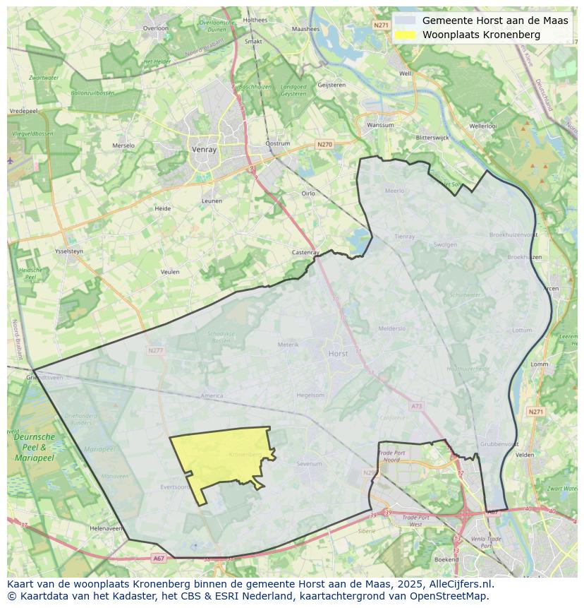 Afbeelding van de woonplaats Kronenberg op de kaart.