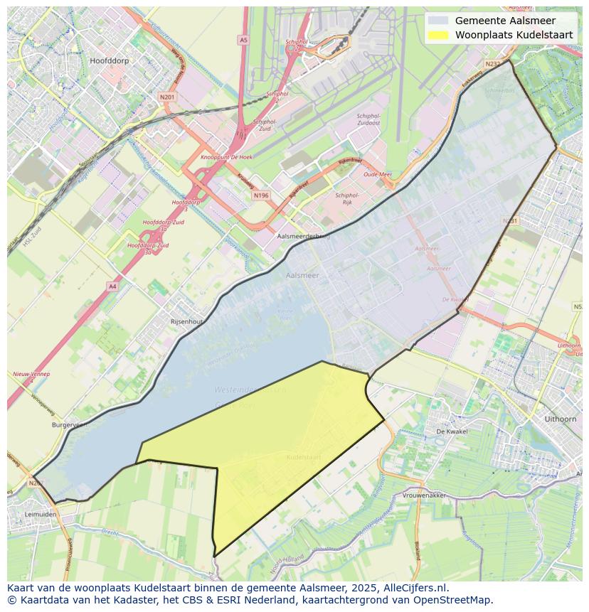 Afbeelding van de woonplaats Kudelstaart op de kaart.