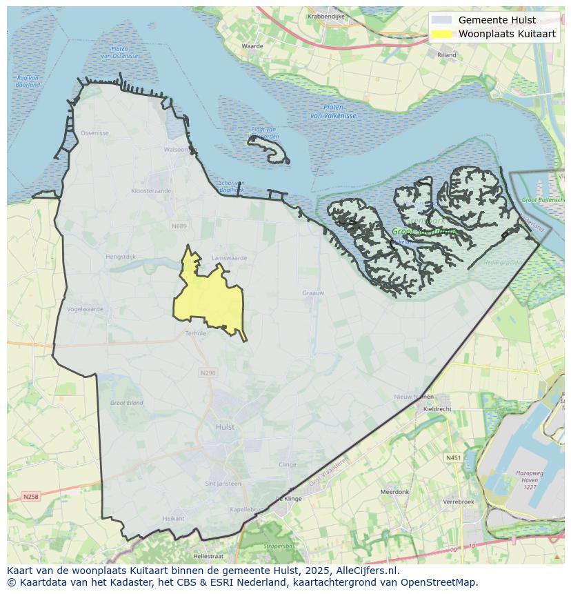 Afbeelding van de woonplaats Kuitaart op de kaart.