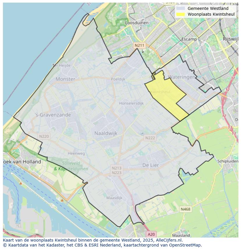 Afbeelding van de woonplaats Kwintsheul op de kaart.