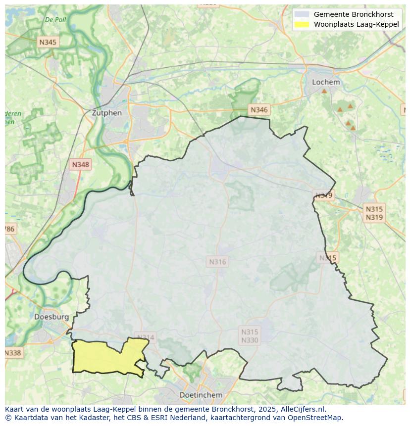 Afbeelding van de woonplaats Laag-Keppel op de kaart.