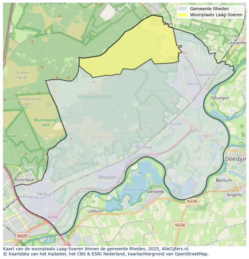 Afbeelding van de woonplaats Laag-Soeren op de kaart.