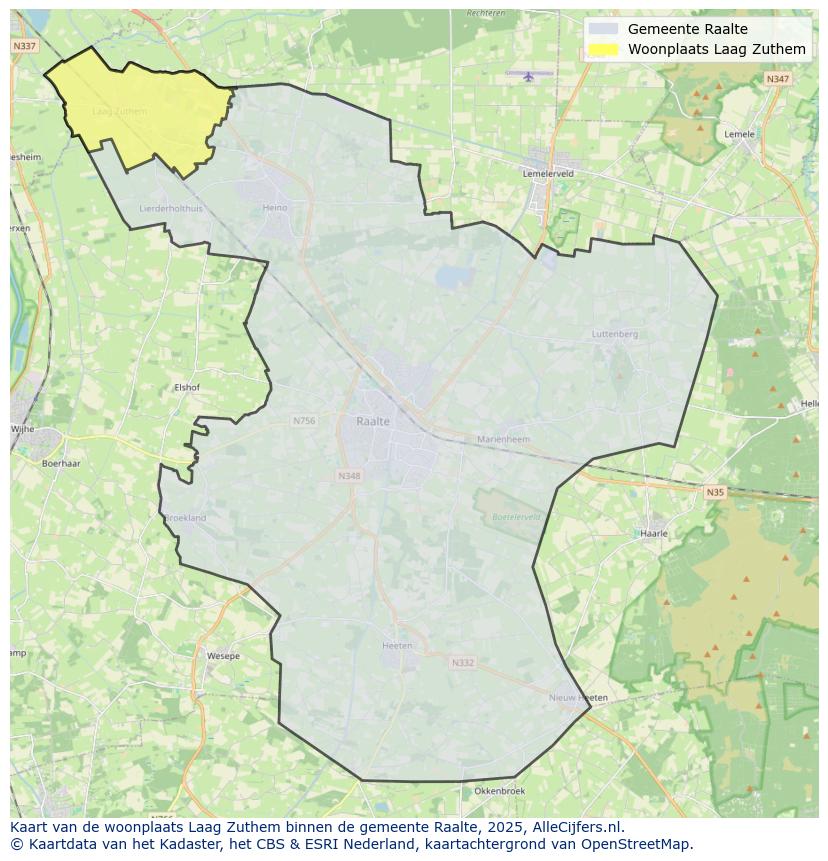Afbeelding van de woonplaats Laag Zuthem op de kaart.