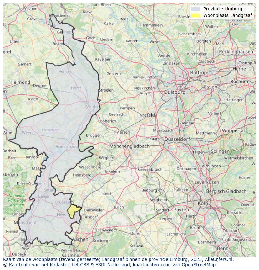 Afbeelding van de woonplaats Landgraaf op de kaart.