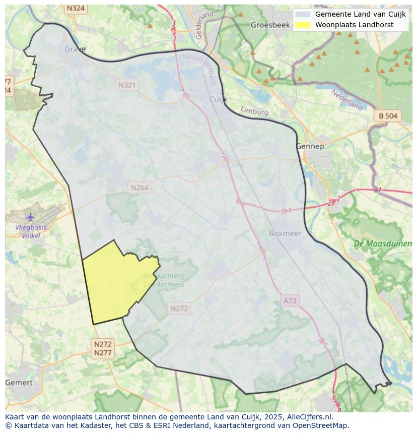 Afbeelding van de woonplaats Landhorst op de kaart.