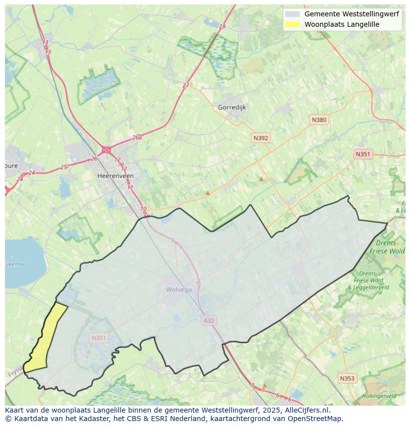 Afbeelding van de woonplaats Langelille op de kaart.