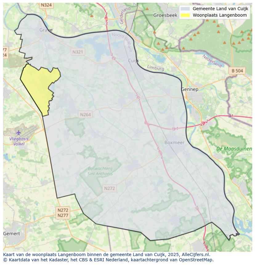 Afbeelding van de woonplaats Langenboom op de kaart.