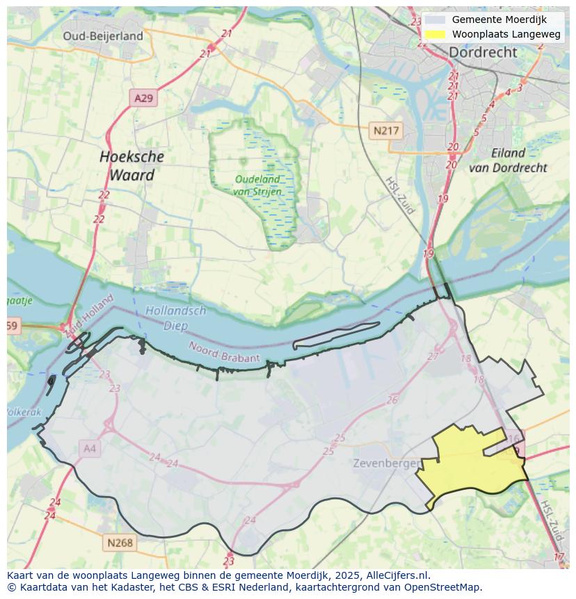 Afbeelding van de woonplaats Langeweg op de kaart.