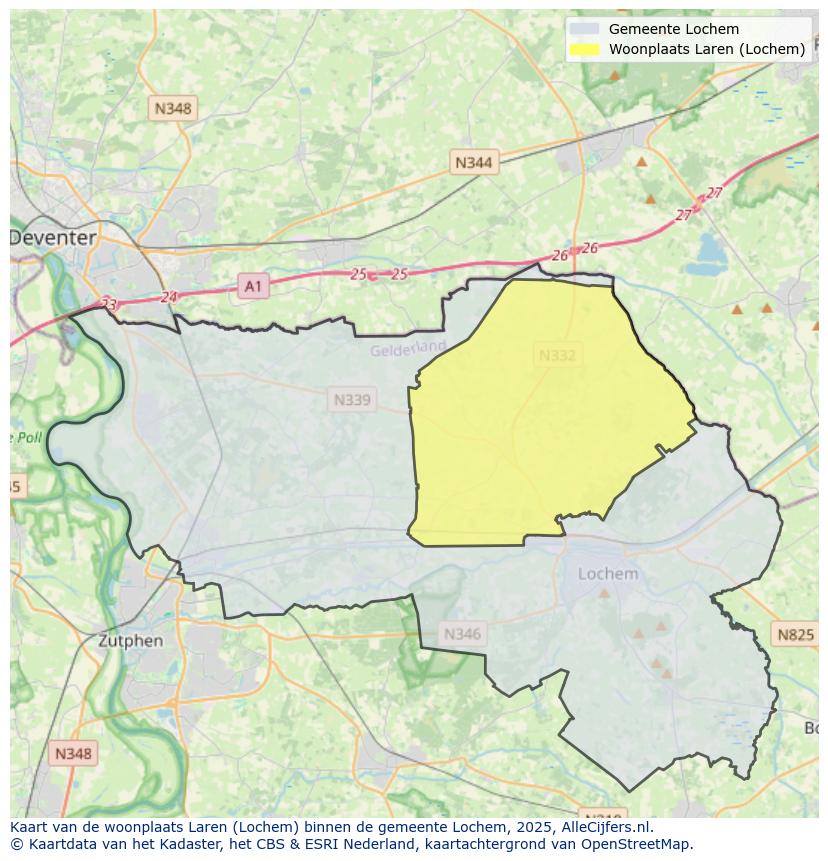 Afbeelding van de woonplaats Laren op de kaart.