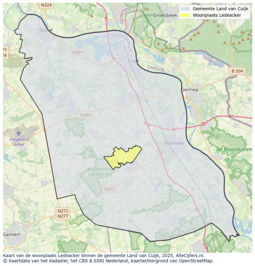Afbeelding van de woonplaats Ledeacker op de kaart.