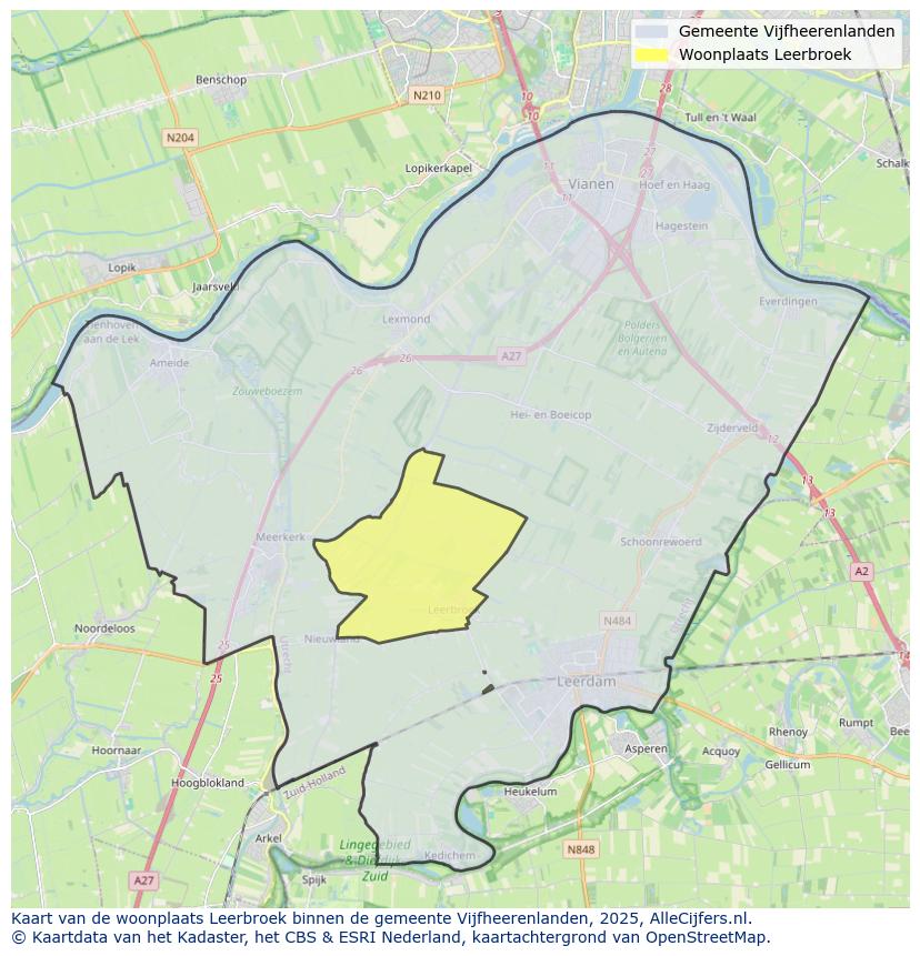 Afbeelding van de woonplaats Leerbroek op de kaart.