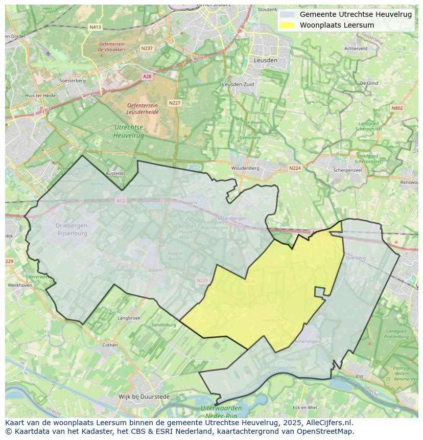 Afbeelding van de woonplaats Leersum op de kaart.