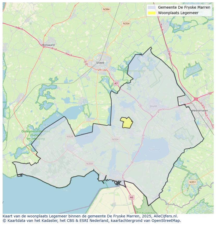 Afbeelding van de woonplaats Legemeer op de kaart.