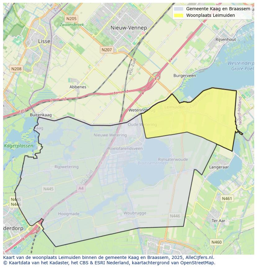 Afbeelding van de woonplaats Leimuiden op de kaart.