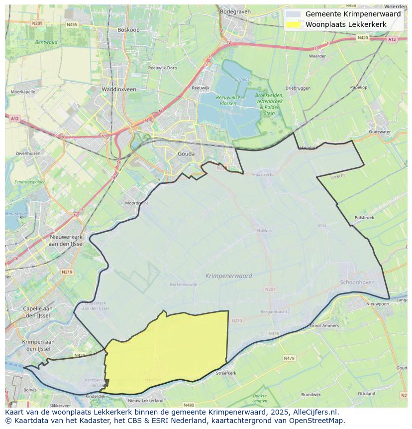 Afbeelding van de woonplaats Lekkerkerk op de kaart.