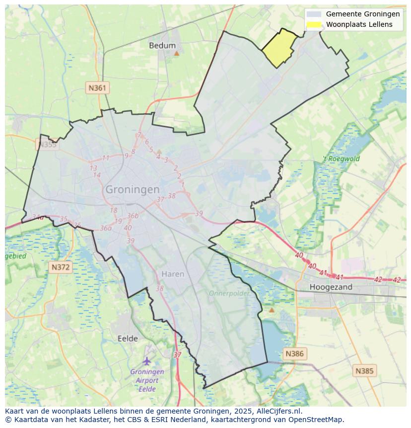 Afbeelding van de woonplaats Lellens op de kaart.