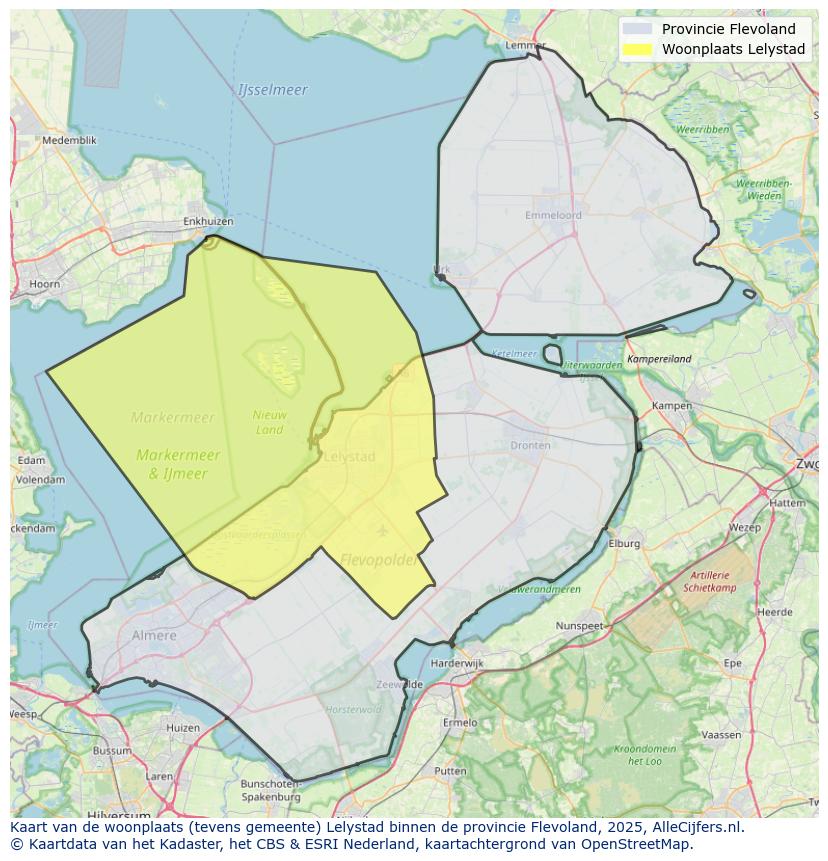 Afbeelding van de woonplaats Lelystad op de kaart.