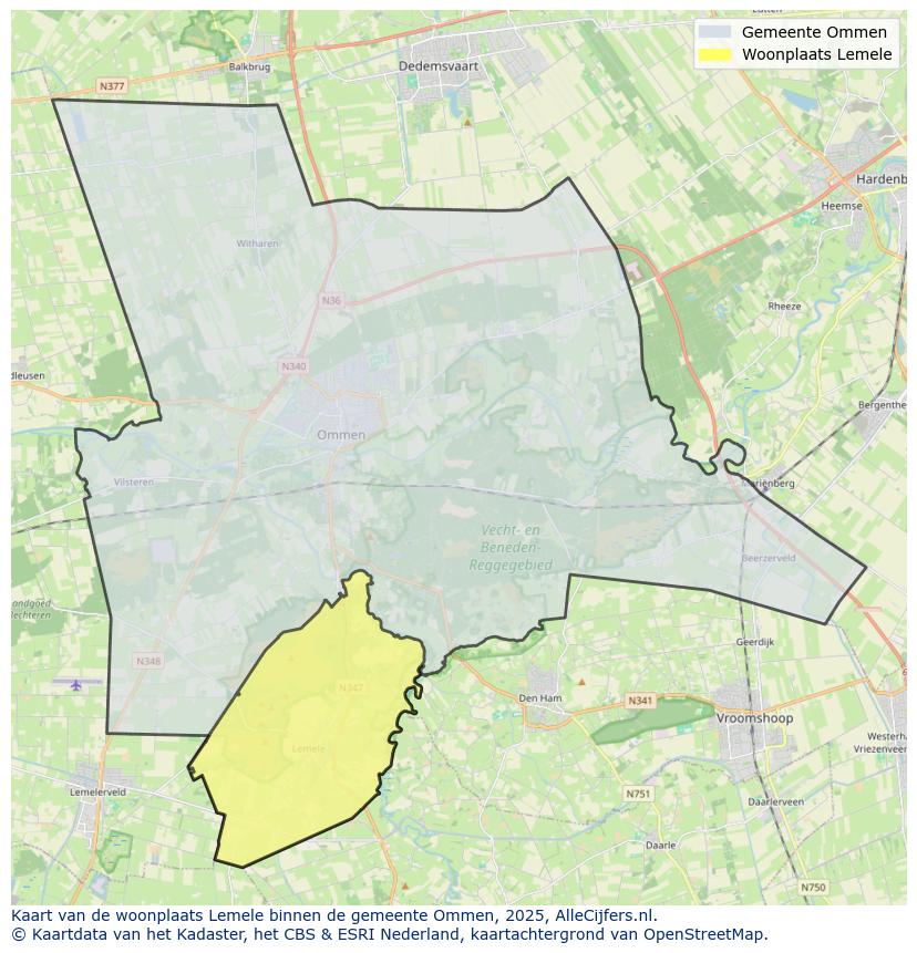 Afbeelding van de woonplaats Lemele op de kaart.