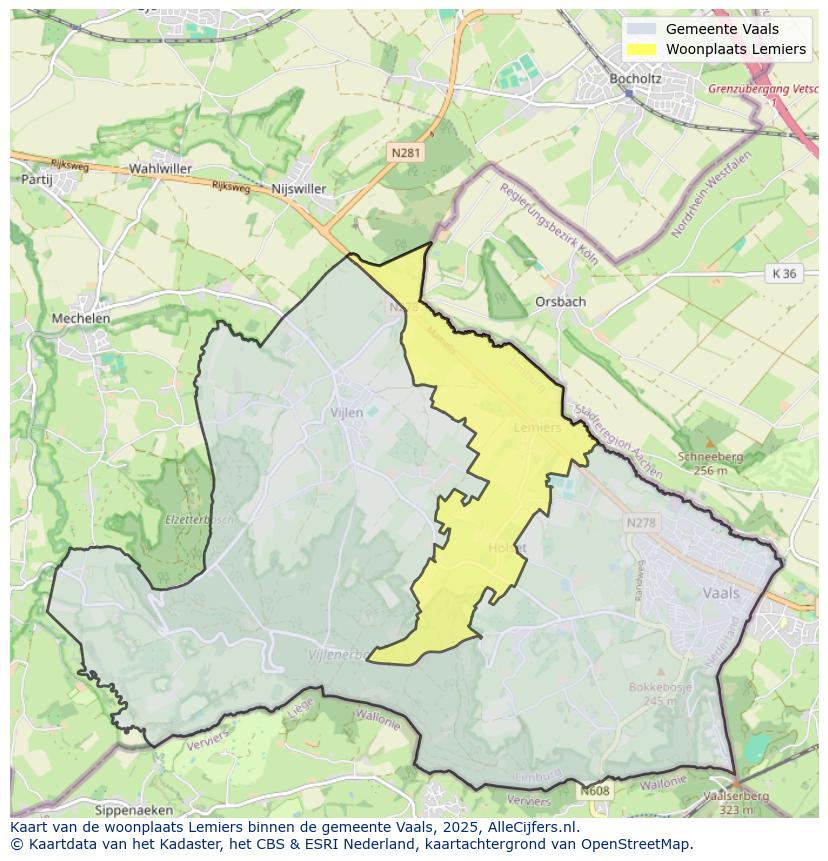 Afbeelding van de woonplaats Lemiers op de kaart.