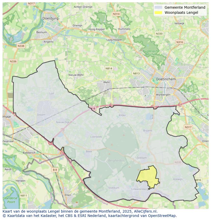 Afbeelding van de woonplaats Lengel op de kaart.