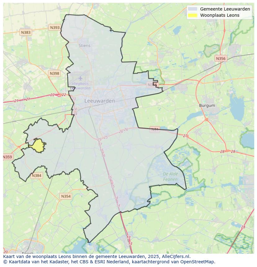 Afbeelding van de woonplaats Leons op de kaart.