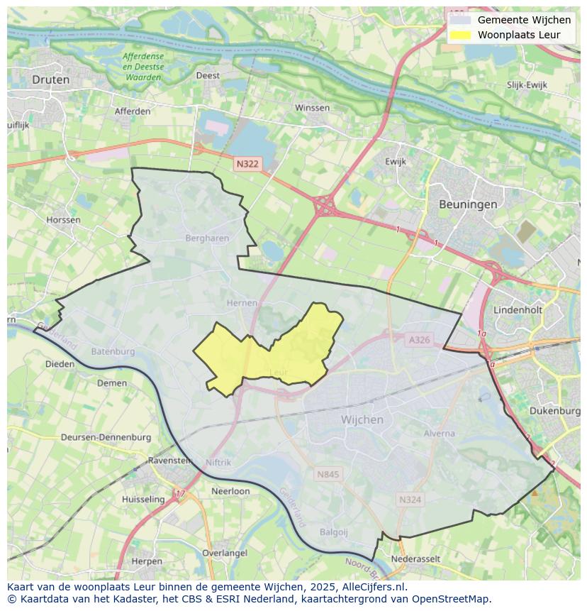 Afbeelding van de woonplaats Leur op de kaart.