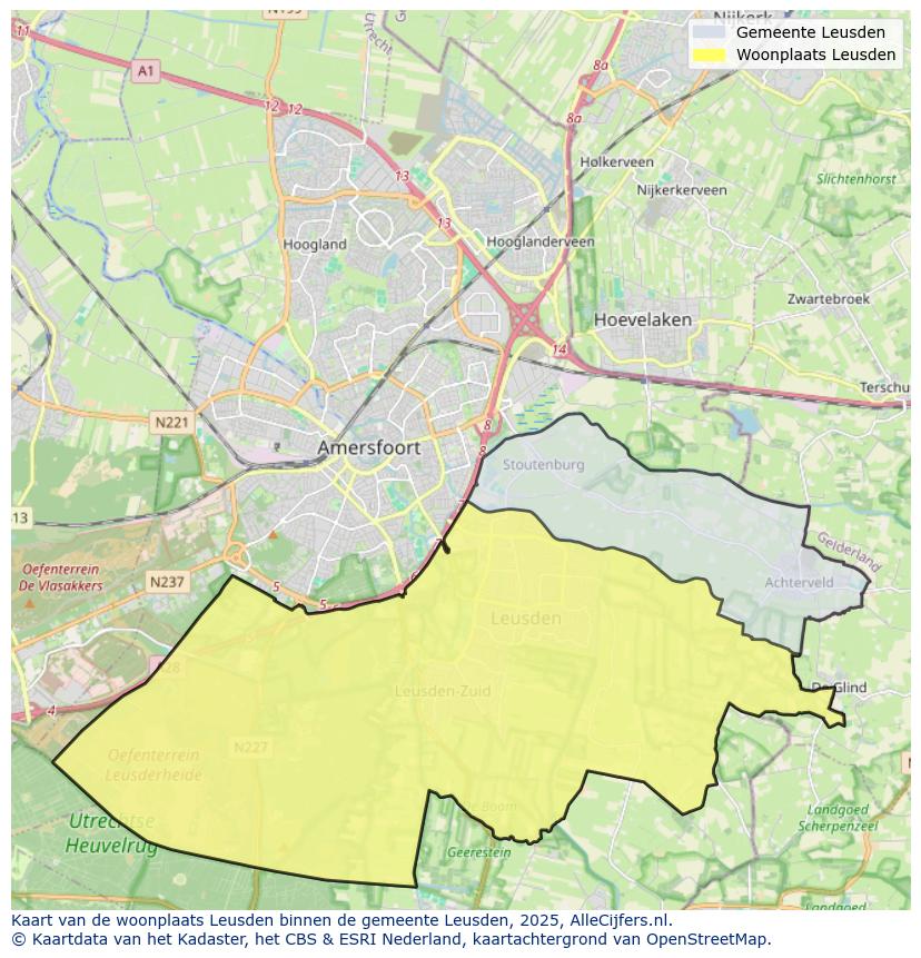 Afbeelding van de woonplaats Leusden op de kaart.