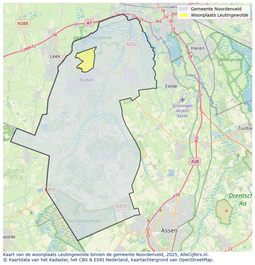 Afbeelding van de woonplaats Leutingewolde op de kaart.