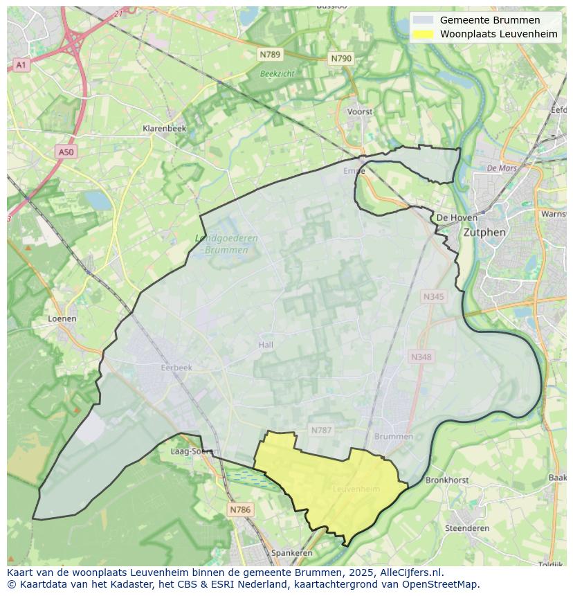 Afbeelding van de woonplaats Leuvenheim op de kaart.