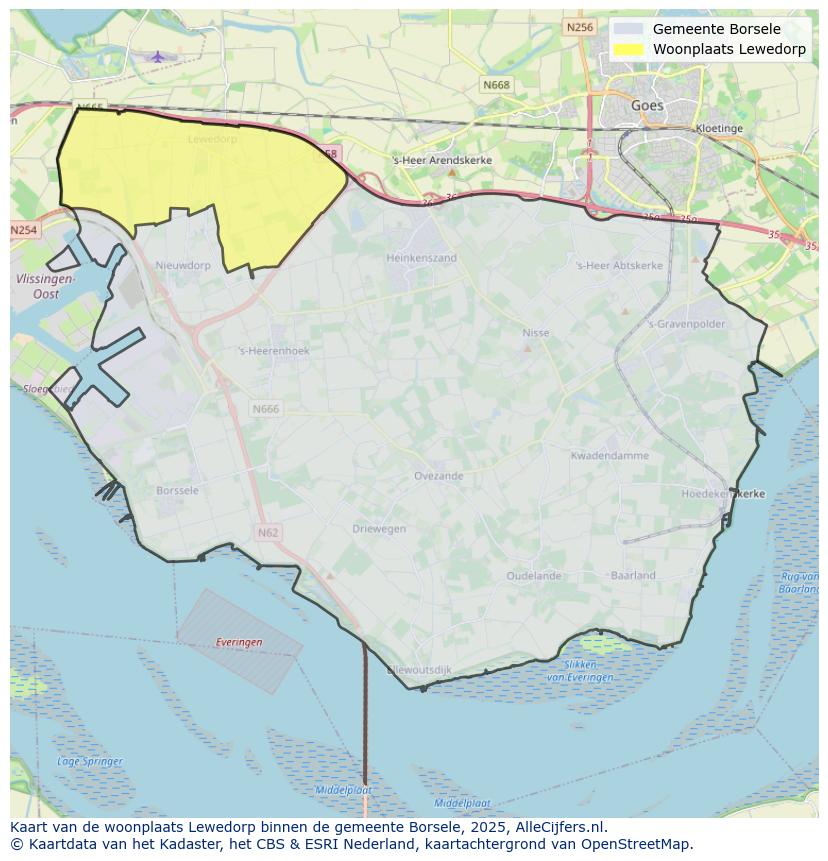 Afbeelding van de woonplaats Lewedorp op de kaart.