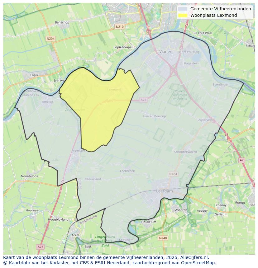 Afbeelding van de woonplaats Lexmond op de kaart.