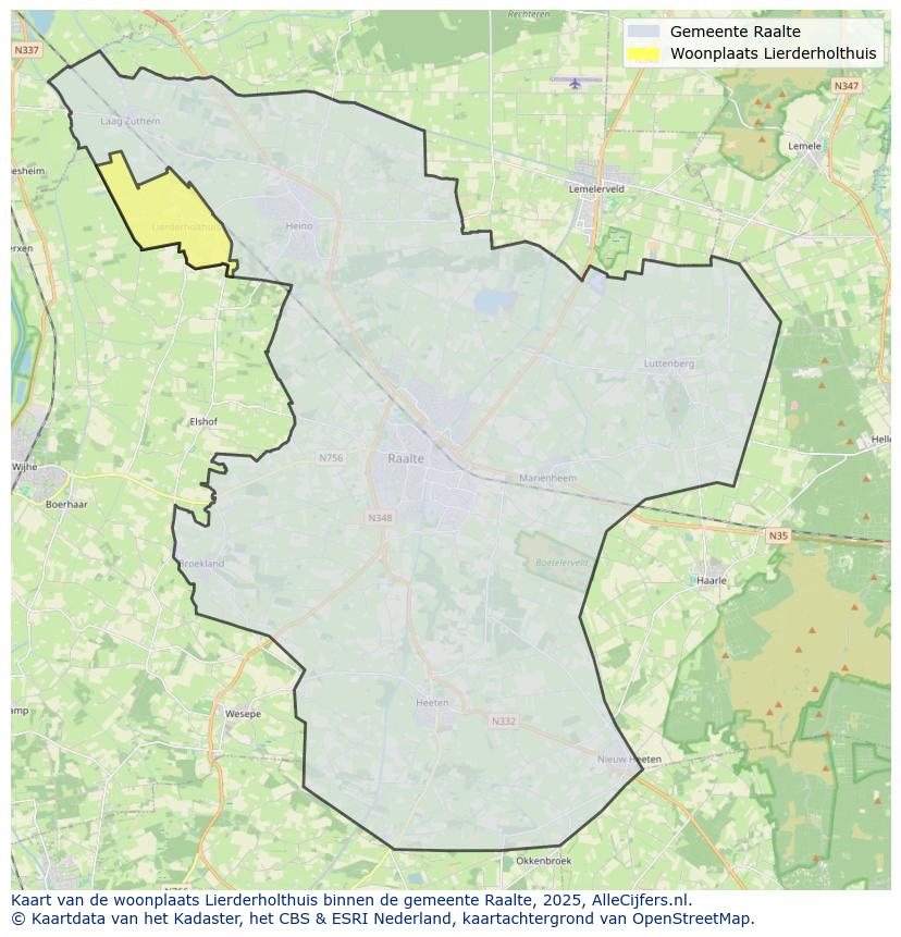 Afbeelding van de woonplaats Lierderholthuis op de kaart.