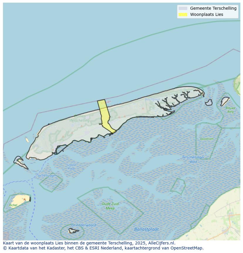 Afbeelding van de woonplaats Lies op de kaart.