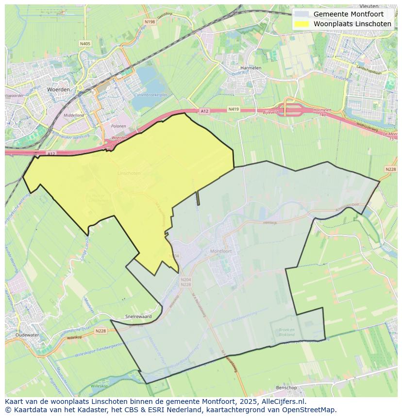 Afbeelding van de woonplaats Linschoten op de kaart.