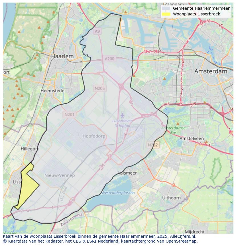 Afbeelding van de woonplaats Lisserbroek op de kaart.