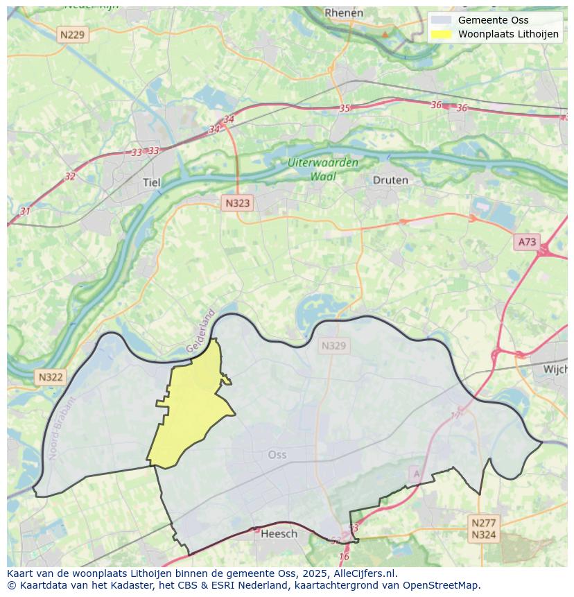 Afbeelding van de woonplaats Lithoijen op de kaart.