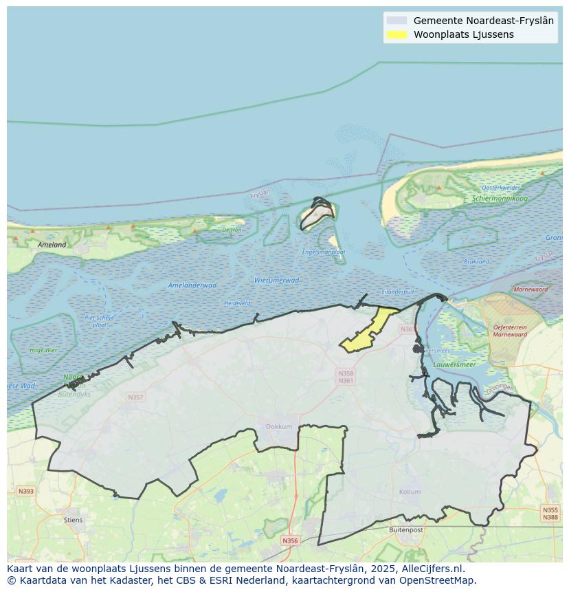 Afbeelding van de woonplaats Ljussens op de kaart.
