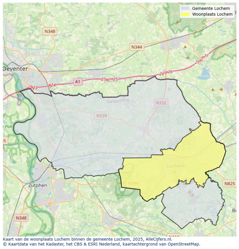 Afbeelding van de woonplaats Lochem op de kaart.