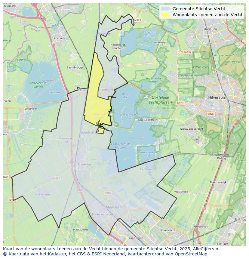 Afbeelding van de woonplaats Loenen aan de Vecht op de kaart.