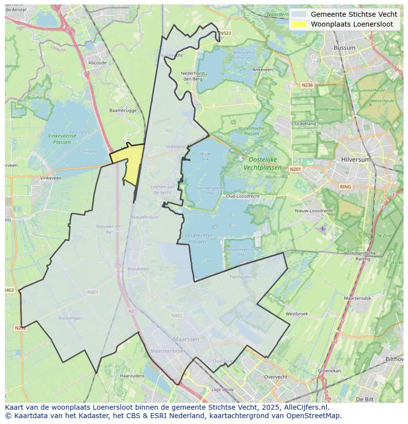 Afbeelding van de woonplaats Loenersloot op de kaart.