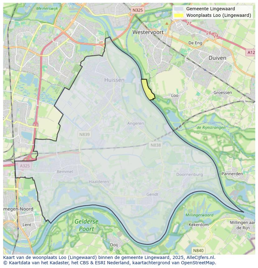 Afbeelding van de woonplaats Loo op de kaart.