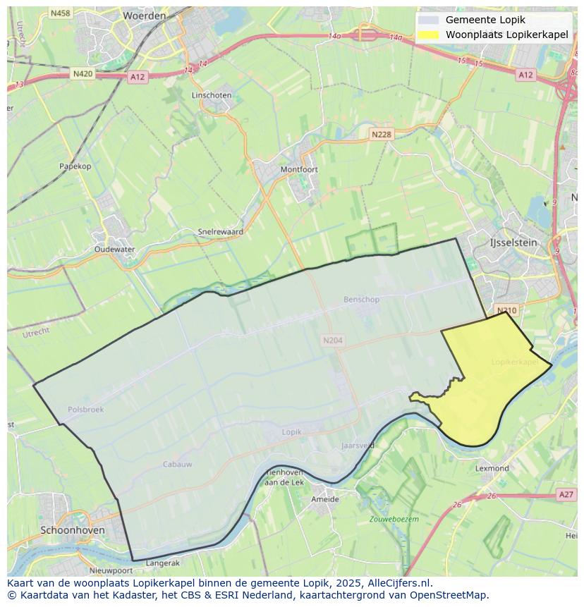 Afbeelding van de woonplaats Lopikerkapel op de kaart.