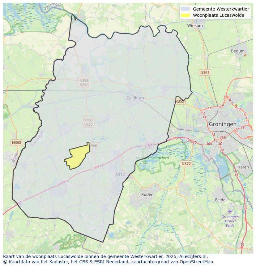 Afbeelding van de woonplaats Lucaswolde op de kaart.