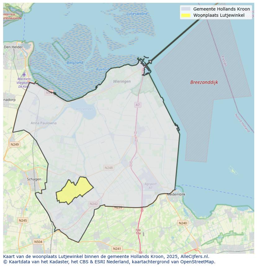 Afbeelding van de woonplaats Lutjewinkel op de kaart.