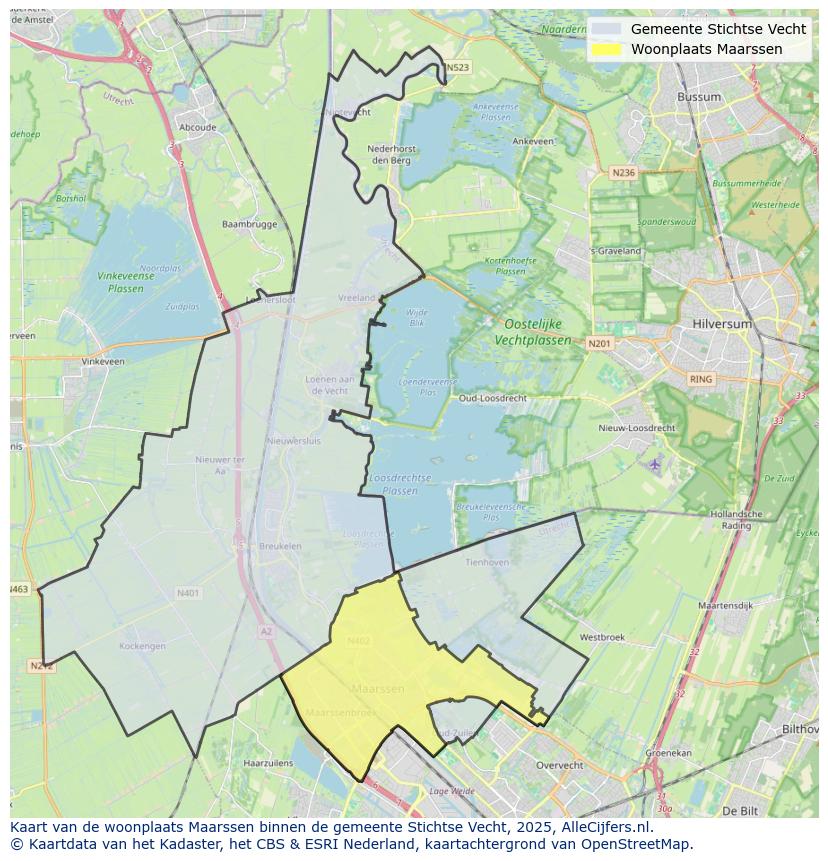 Afbeelding van de woonplaats Maarssen op de kaart.